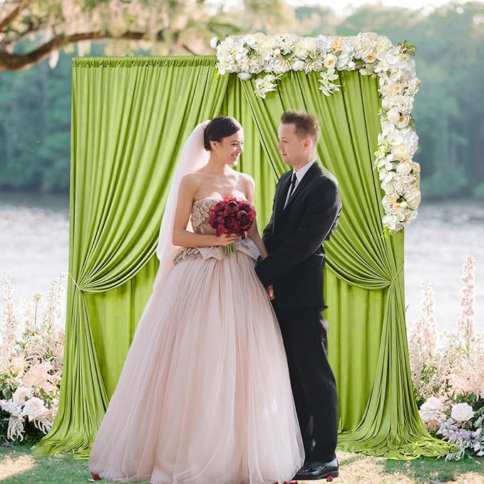 10 x 7 Feet Olive-Green Backdrop Curtain - Image 3