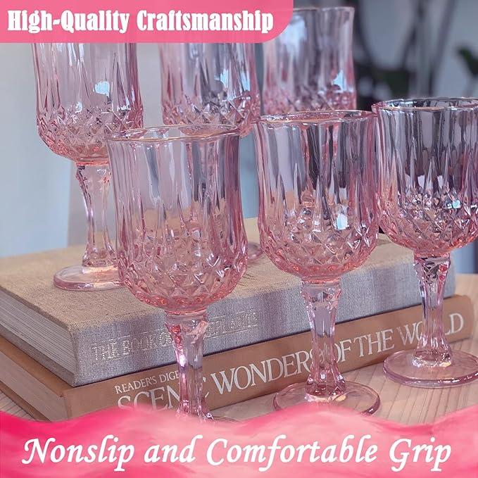 Plastic Wine Glasses，Plastic Goblets Vintage Style Cordial Drinking Glasses - Image 3