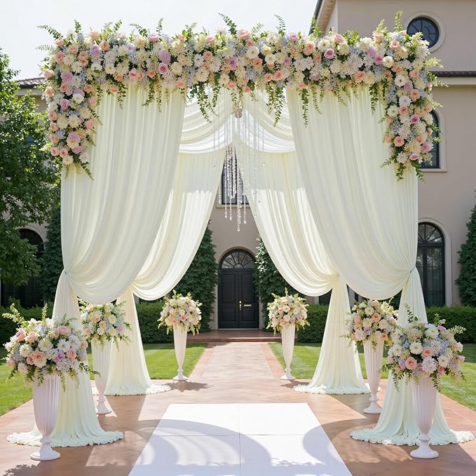 leegleri 20ftx12ft Wrinkle Free Ivory Backdrop Curtain, 4 Panels 12FT Height - Image 6