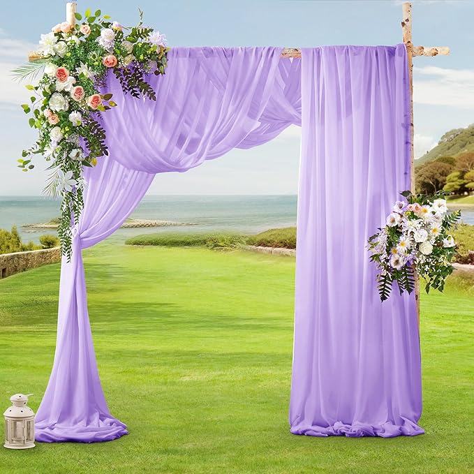 SiinvdaBZX 2 Panels Wedding Arch Draping Fabric 30" x 240' Lavender Purple - Image 6
