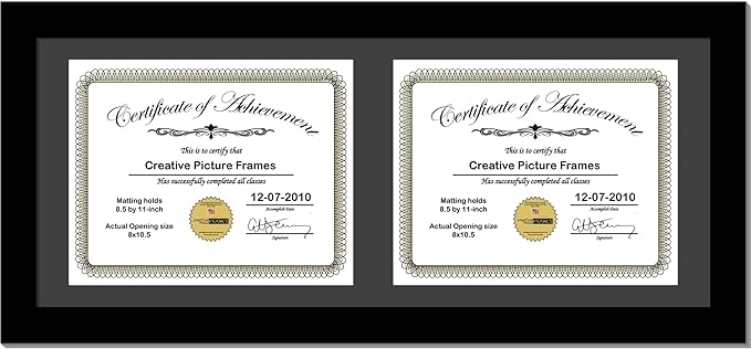 Creative Picture Frames 10X24Bk-B Black Horizontal Double Diploma Frame by CreativePictureFrames