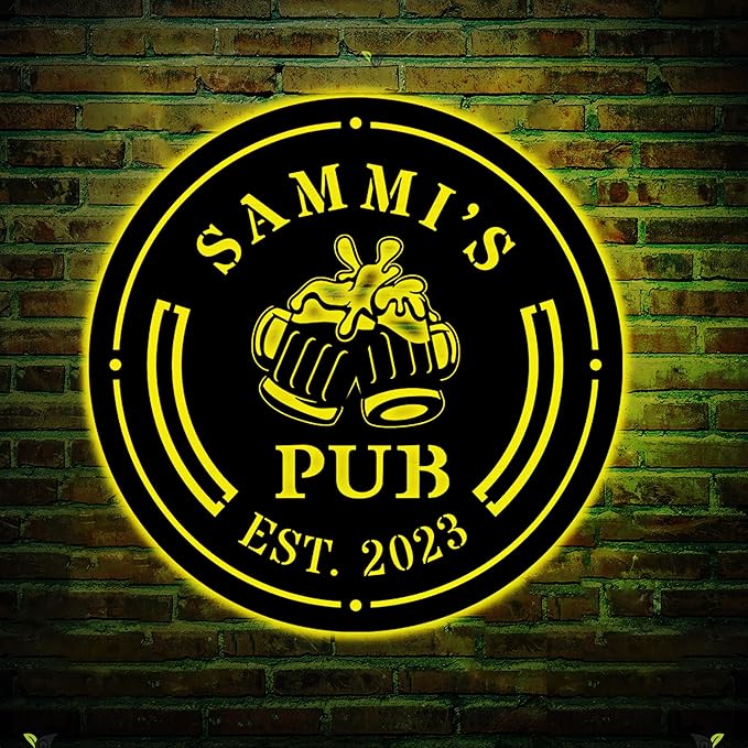 Personalized Bar Metal Art LED Light Beer Bar Metal Sign Custom Bar Sign Beer by soulglass