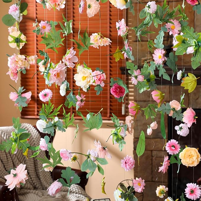 XunYee 6 Pcs 35.4 ft Flower Garlands Hanging Wildflower Backdrop Decoration by XunYee