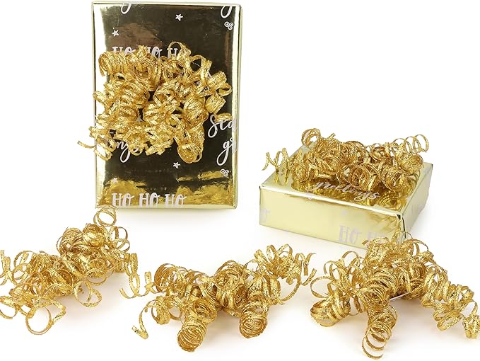 6" Metallic Gold Christmas Curly Ribbon Bows - Image 3