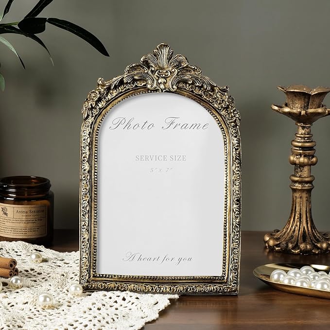 Cuspin Arched 5x7 Picture Frame Vintage Gold Frames, Bronze 5 by 7 Arched - Image 2