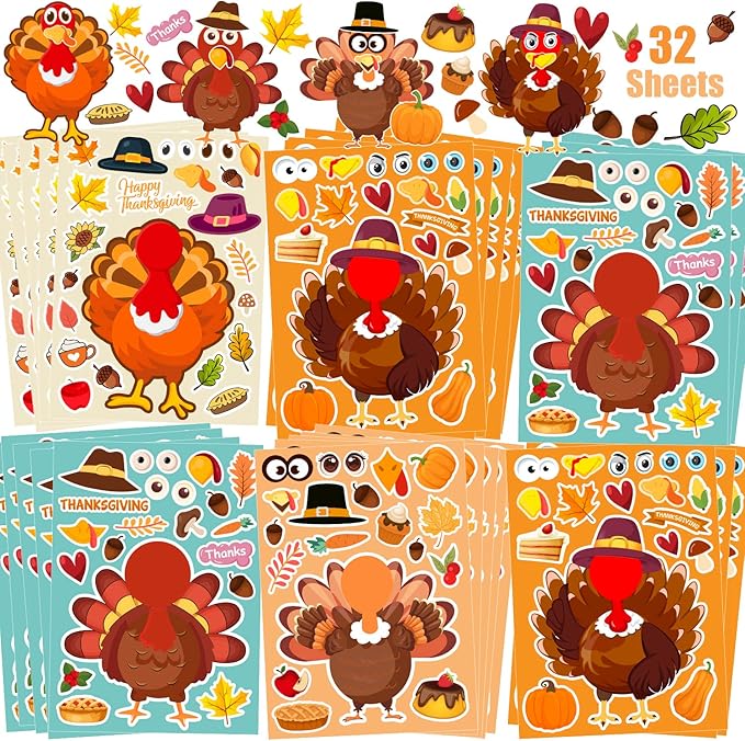 32 Sheets Thanksgiving Stickers, Thanksgiving Crafts by SWARKOL