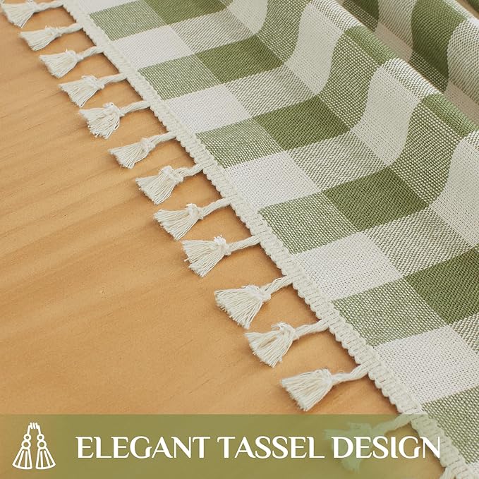 Softalker Checkered Tablecloth Rectangle, Heavy Weight Linen Gingham Christmas - Image 4