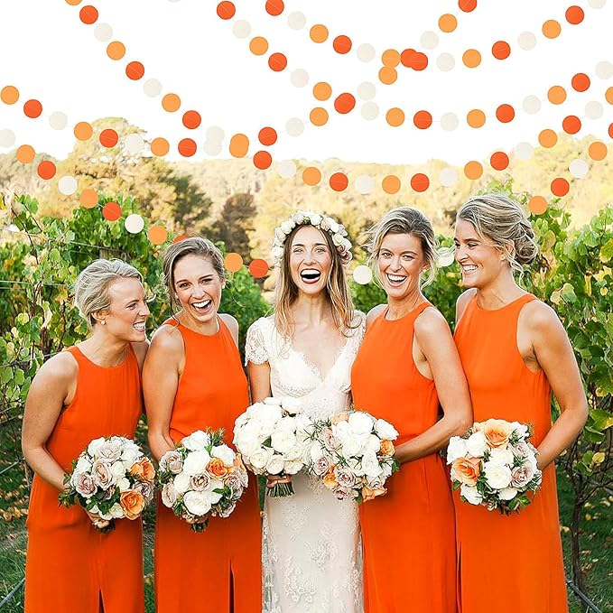 Orange White Fall Party-Decorations Garland-Streamers - 52ft Groovy Boho - Image 6