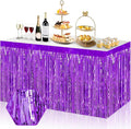 3 Pack 29x108 Inch Purple Foil Fringe Table Skirts Metallic Banner by Ferwzsr