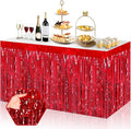 3 Pack 29x108 Inch Red Foil Fringe Table Skirts Metallic Banner by Ferwzsr