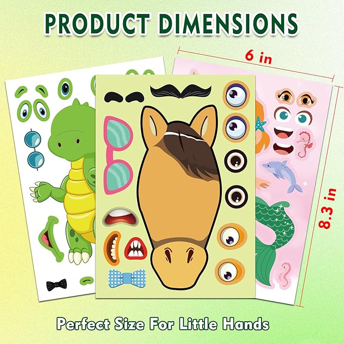 Aowplc 36 Pcs Make-A-Face Sticker Sheets Kids Party Favors Mix and Match - Image 6