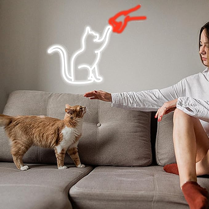 LISIGNVE Cat Handshake Neon Sign Human Beings and Animals Neon Light - Image 5
