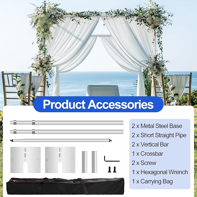 FUDESY Pipe and Drape Stand Kit, 10x10ft Heavy Duty Adjustable Metal Backdrop - Image 5