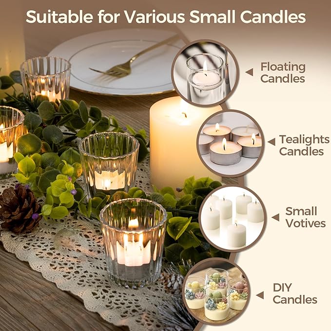 ComSaf Votive Candle Holders, Ribbed Tealight Candle Holder - Image 5