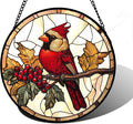 Stained Glass Window Hanging, Birds on a Branch Cardinal Sun Catchers Diamond by DASTOLL