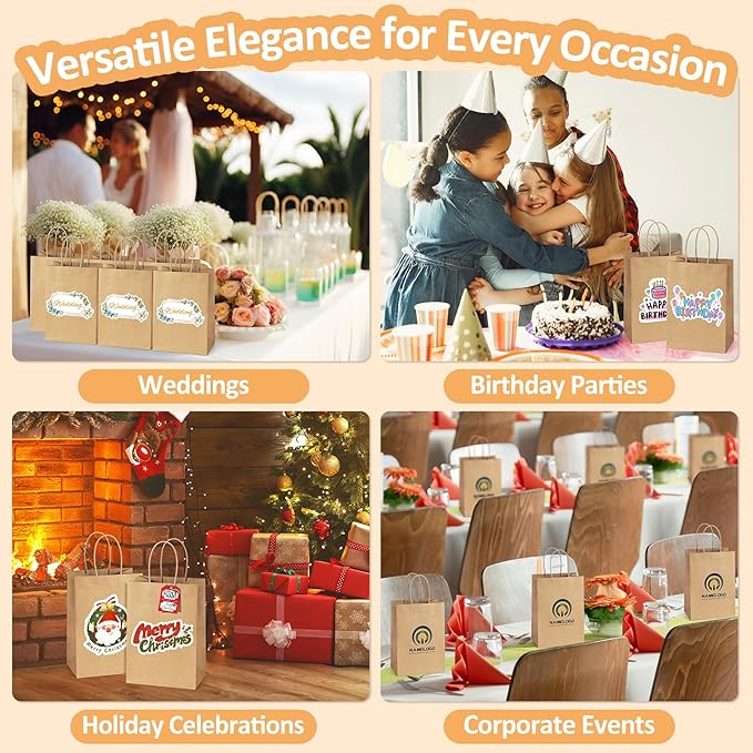 BagDream 50Pcs Gift Bags 8x4.25x10.5 Kraft Paper Gift Bags - Image 5