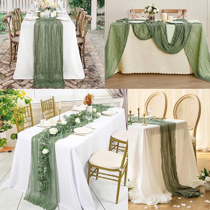 6 Pack Sage Green Cheesecloth Table Runner 10FT Rustic Gauze Fabric Cheese - Image 6