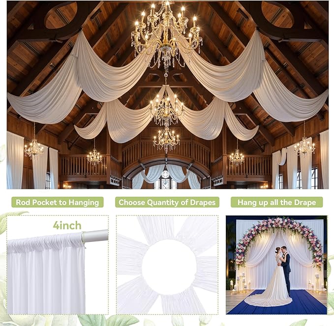 PartyVillage 10ft×15ft White Backdrop Curtain - Image 4