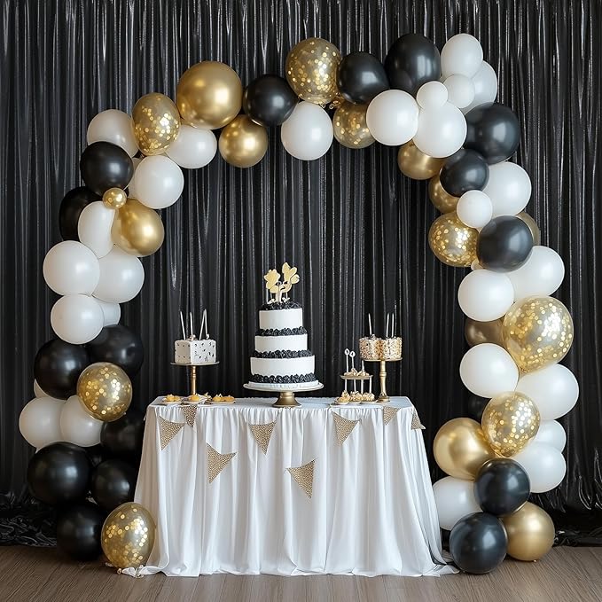 10x10 ft Black Sequin Backdrop Curtain Panels - Image 3
