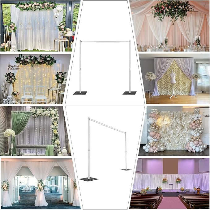 Pipe and Drape Backdrop Stand, 8ft x 10ft Backdrop Stand, Adjustable Metal - Image 8