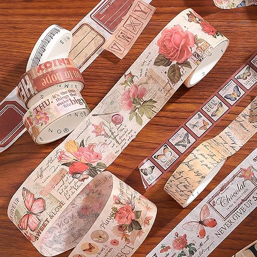 18 Rolls Washi Tape Set for Crafts and Journaling DIY Vintage Floral Tape - Image 7