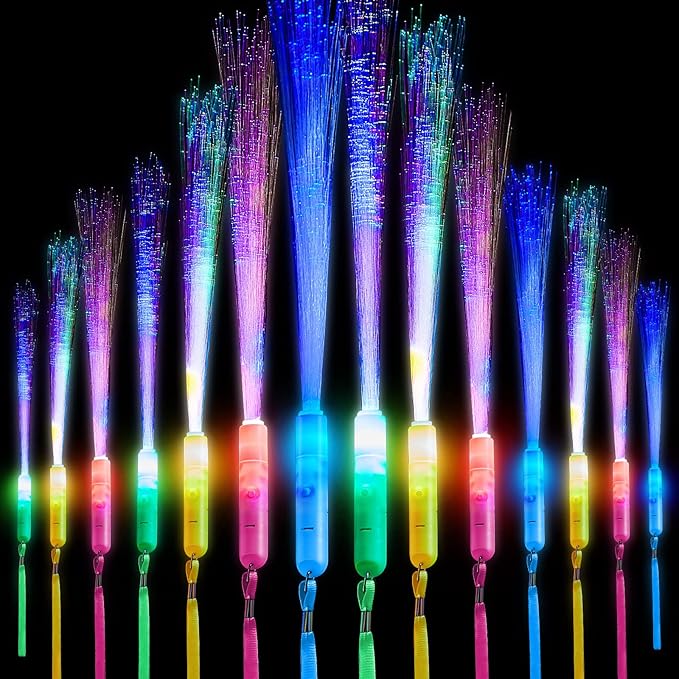 Lewtemi 60 Pack Fiber Optic Wand Glow Wand LED Light Up Wand Bulk by Lewtemi