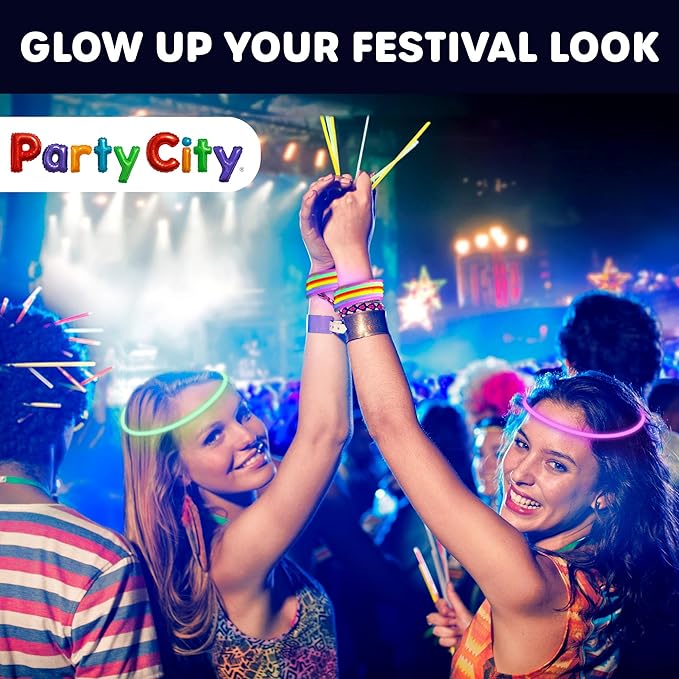 Party City 500 Glow Sticks Bulk Party Pack 8”– Neon Glow in the Dark Party - Image 8