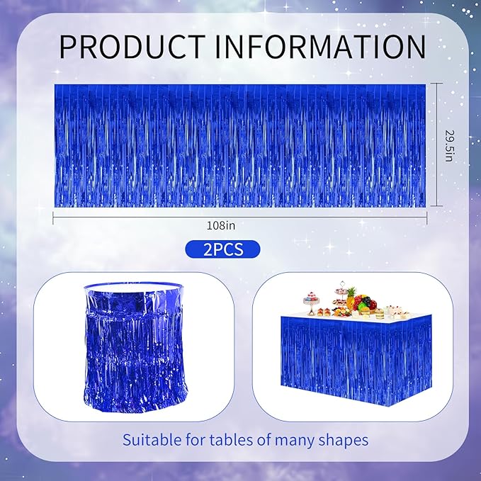 BEISHIDA 2 Pack Dark Blue Table Skirts - Image 2