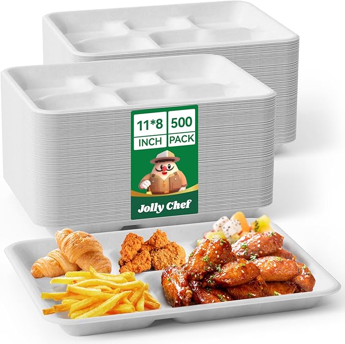 JOLLY CHEF Compostable  Compartment Paper Plates  *   Heavy by JOLLYCHEF