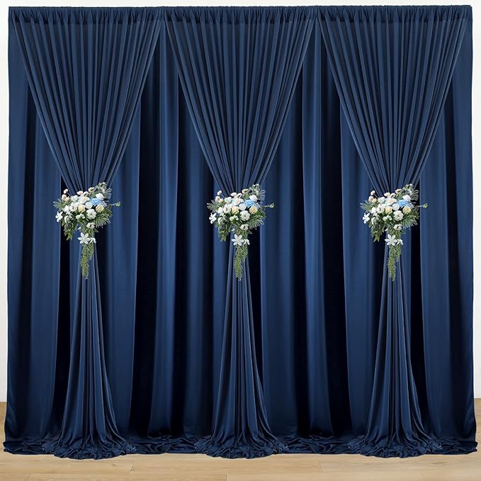 20 ft x 8 ft Navy Blue Backdrop Curtain Panels, 4 Panels 5 ft x 8 ft Wrinkle - Image 7