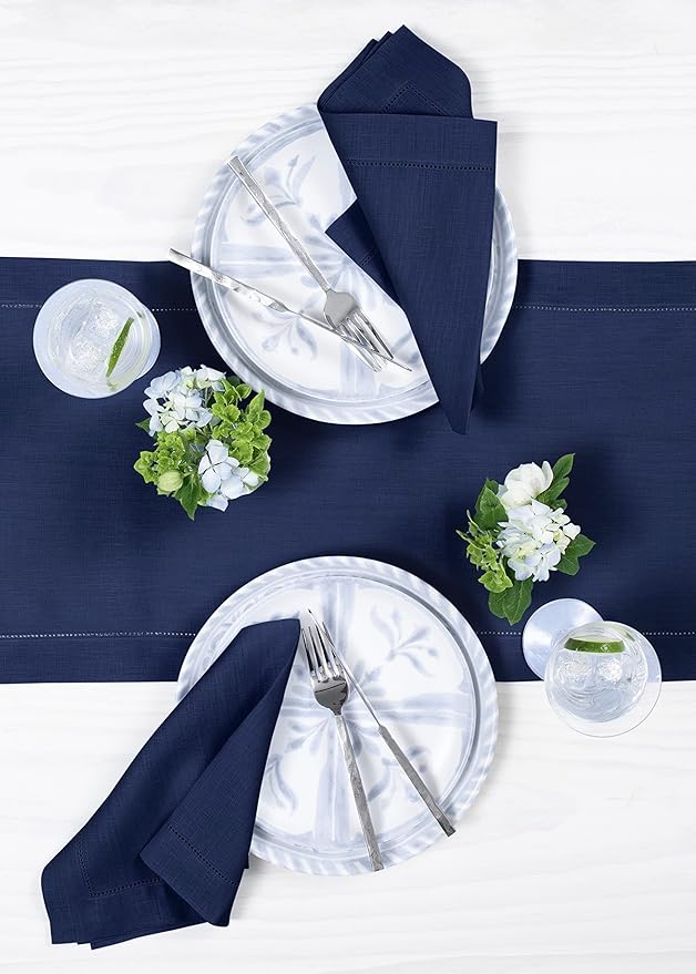 Solino Home Linen Navy Blue Table Runner 60 Inches - Image 3