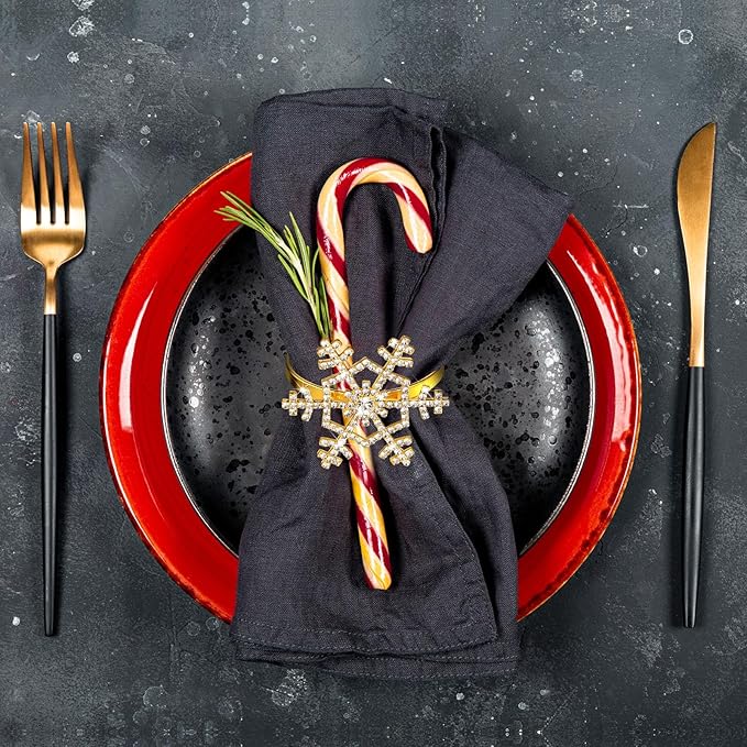 Patelai 48 Pieces Snowflake Napkin Rings Thanksgiving Christmas Napkin Holders - Image 5