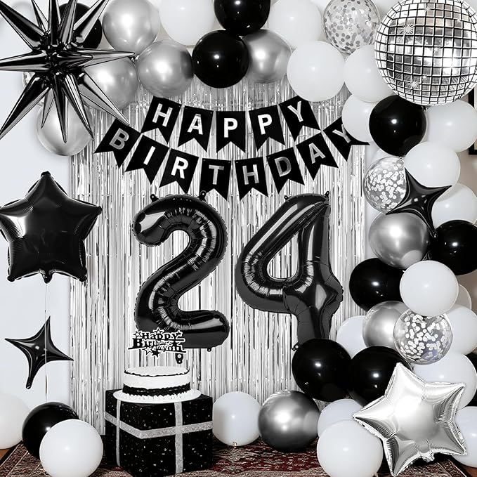 24th Birthday Decorations for Men Women, Fringe Curtains Kit - Image 7