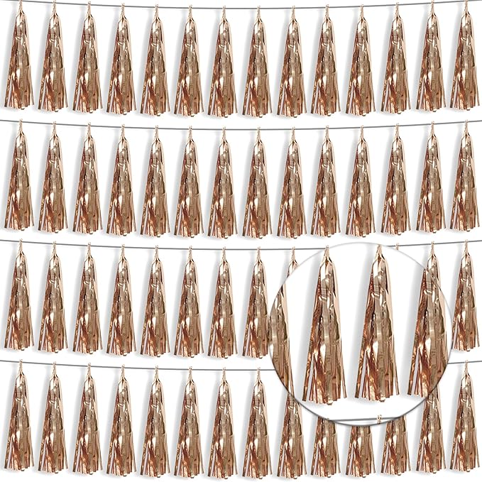 4P Champagne Gold Foil Fringe Tassel Banner Garland Metallic Tinsel Streamers by Xuuf