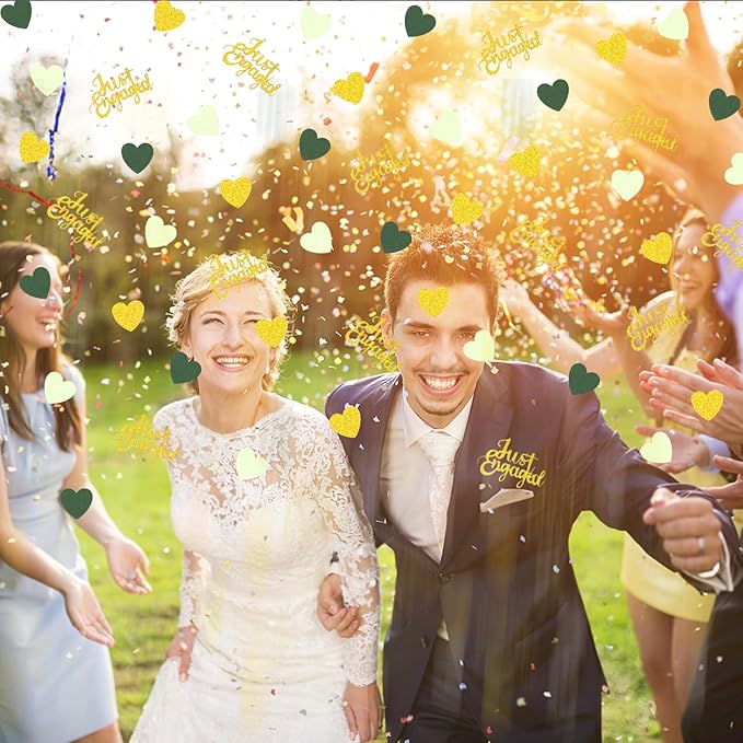 200PC Greenery Engagement Party Decorations Sage Green and Gold Heart - Image 3
