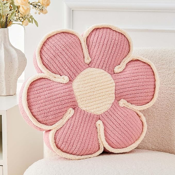 Flower Pillow, Soft Flower Decorative Throw Pillow, Cute Daisy Flower Shaped by Kcvvcr
