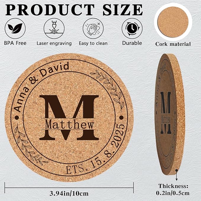 Custom Coasters Personalized Cork Coasters Bulk - Image 4