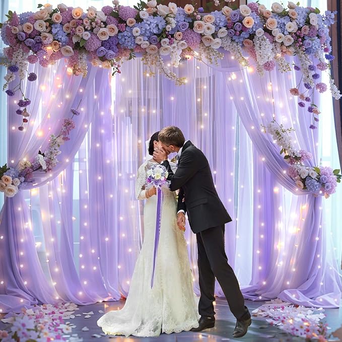 10x10ft Lavender Chiffon Backdrop Curtain - Image 3