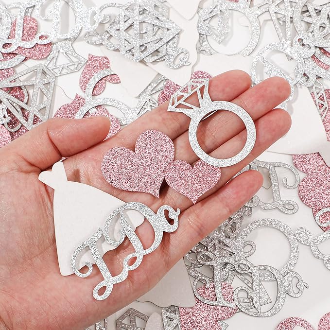 Zhanmai 240 Pieces Wedding Table Confetti, Glitter Rose Gold Heart Silver - Image 5