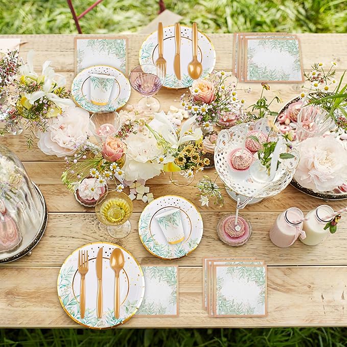 280 Pcs Greenery Plates and Napkins Party Supplies - Image 3