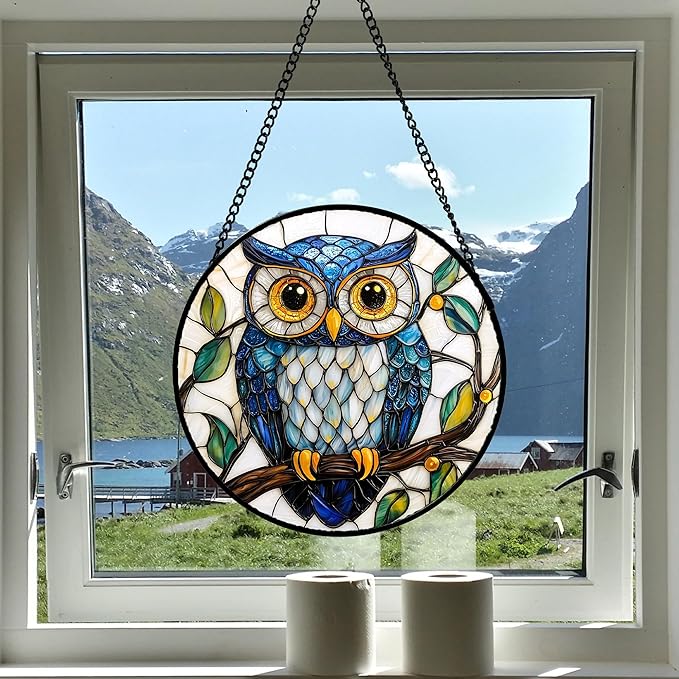 Stained Glass Window Hanging, Owl Gifts - Image 2