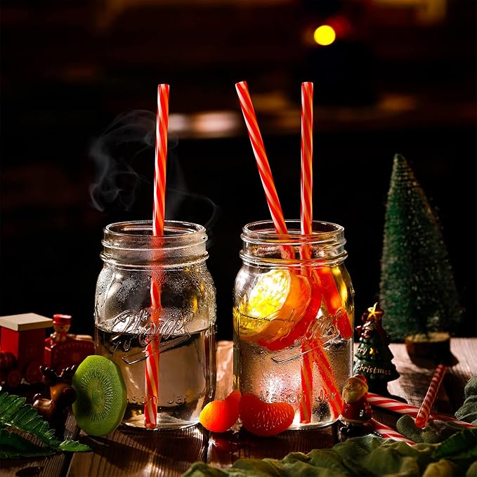 Vesici 9 Inch Plastic Striped Straws Reusable - Image 7