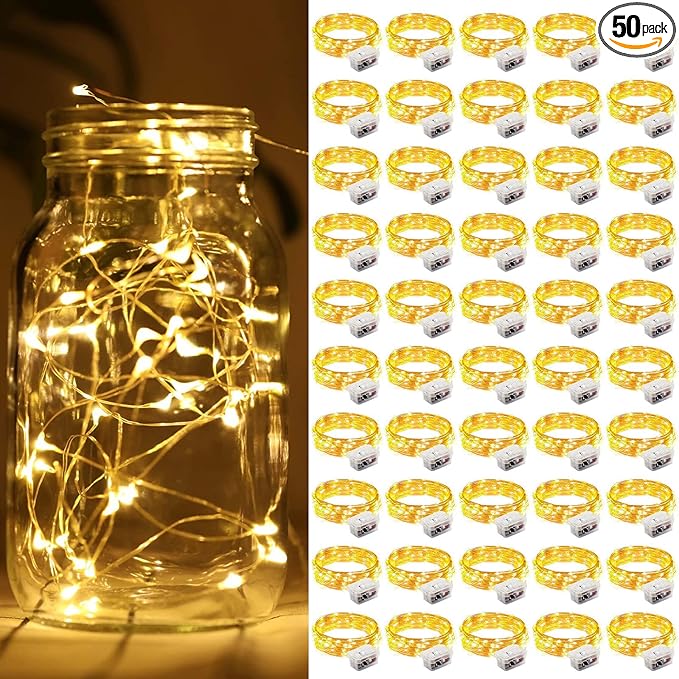 ZGWJ 50 Pack Fairy Lights Battery Operated, 7ft 20 Mini LED Fairy String Lights by ZGWJ