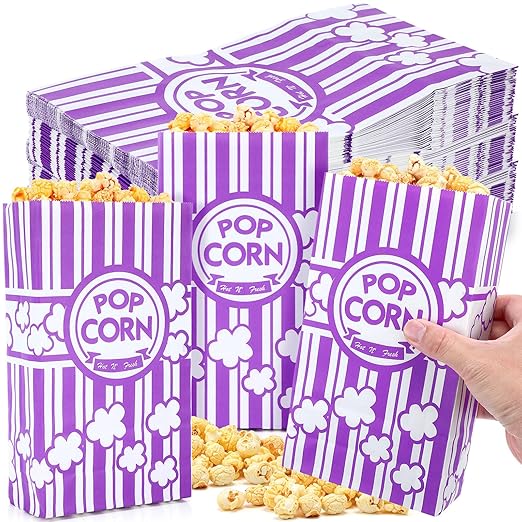 Leinuosen 200 Pcs Paper Popcorn Bags Bulk 2 oz Large Flat Bottom Boxes by Leinuosen
