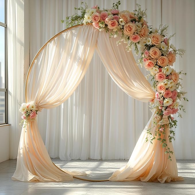 Wedding Arch Draping Fabric, 1 Panel 29" x 18Ft Champagne Sheer Chiffon Curtain - Image 9
