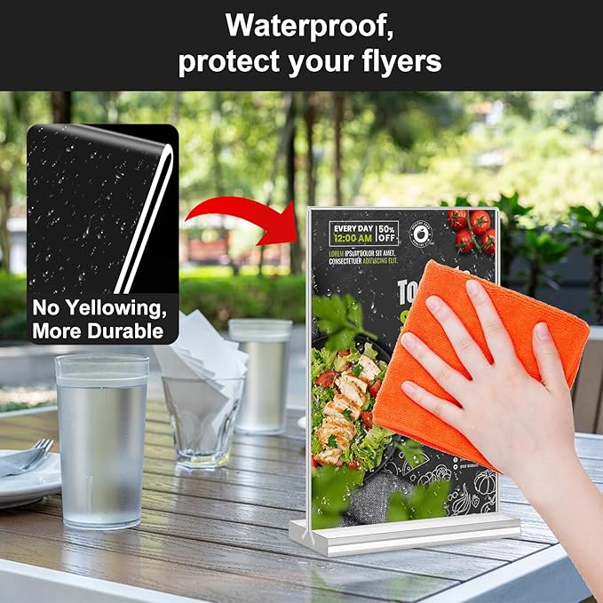 5x7 Acrylic Sign Holder, 12 Pack Vertical Plastic Signs Frame Table Top Display - Image 5