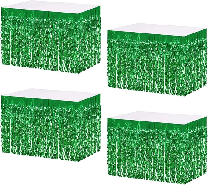 4P Wavy Metallic Tinsel Foil Fringe Table Skirts by Unknown
