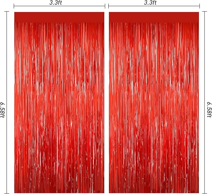 Red Tinsel Backdrop, Engagement Wedding Photo Backdrop Party Decorations - Image 3
