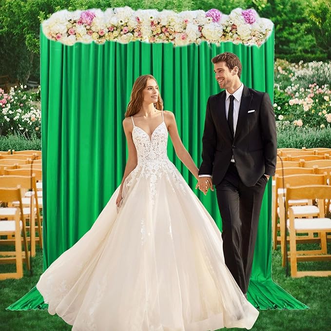 2 Panels Grass Green Backdrop Curtain, 10 x 7 Feet Background Curtains - Image 5