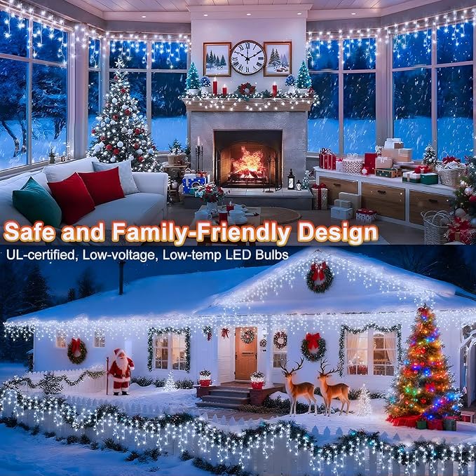 KNONEW Christmas Lights Outdoor Decorations 400 LED 33ft 8 Modes Curtain Fairy - Image 4